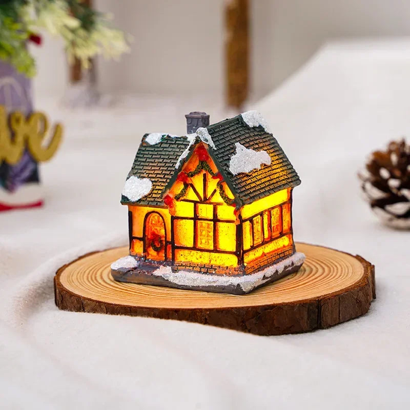 1~6pcs 2026 Christmas Ornaments LED Night Light Luminous Castle Snow House Sculpture Xmas Decoration for Home New Year Navidad