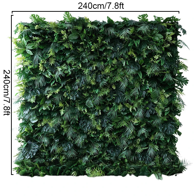 5D Green Turtle Leaf Flower Rolling Up Curtain Flower Wall Wedding Backdrop Decor Milan Turf Fabric Plant Wall Event Party Props
