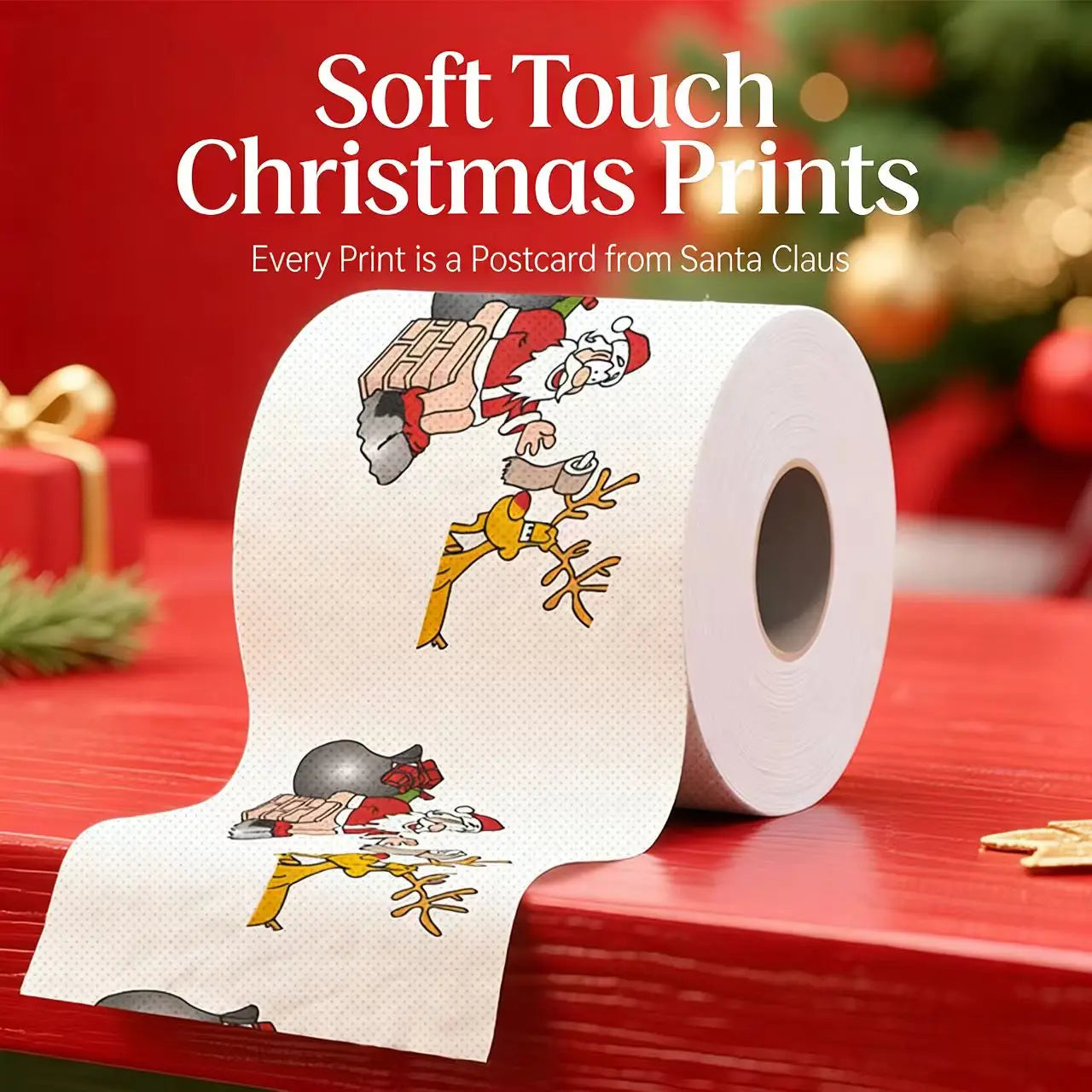 Christmas Toilet Roll Paper, Happy 2026 New Year Supplies, Xmas Tissue Roll Napkin Kitchen Tool, Home Decoration for Holidays