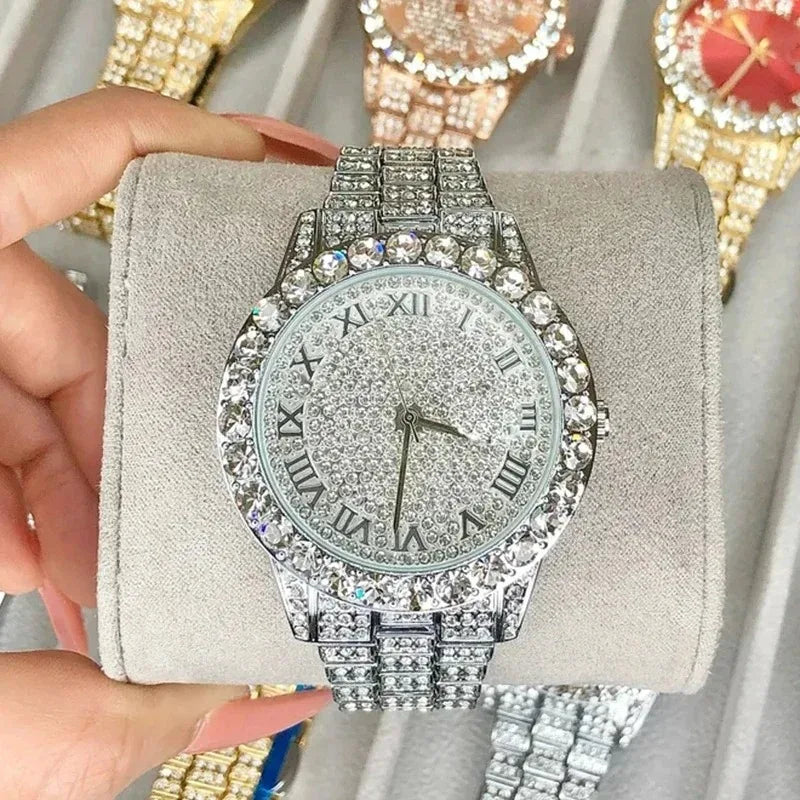 Luxury Shiny Diamond Watch for Women Men Gold Silver Quartz Watches Male Clock Dropshipping Rhinestone Wristwatch Gifts