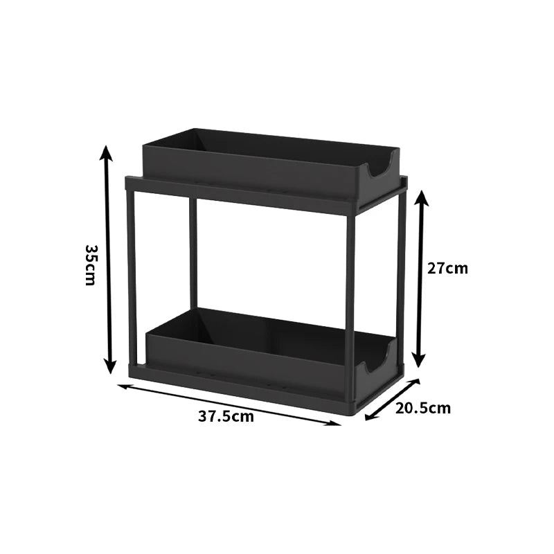 New 2 Tier Under Sink Pull Out Sliding Multi Function Space Saving Organizer Rack for Kitchen Bathroom