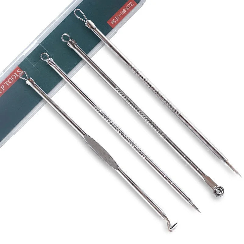 4pc/set Acne Blemish Remover Blackhead Extractor Ultra-fine Beauty Face Pore Cleaner Needles Set Acne Needle Facial Cleaner Skin