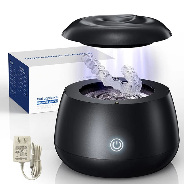 KUNPHY Ultrasonic Retainer Cleaner Machine 48kHz 200ML Dental Cleaning Pod with UV Deep Cleaning for Braces Night Guard Dentures