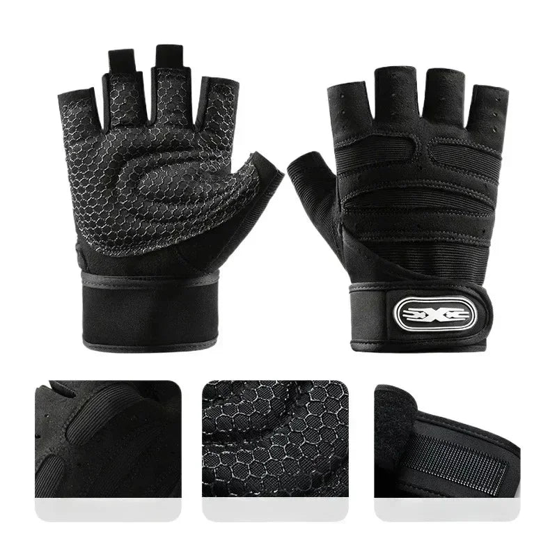 Fitness Half-finger Gloves Sports Exercise Men Women Protective Anti-slip Wrist Guard Barbell Cycling Equipment Training Gloves