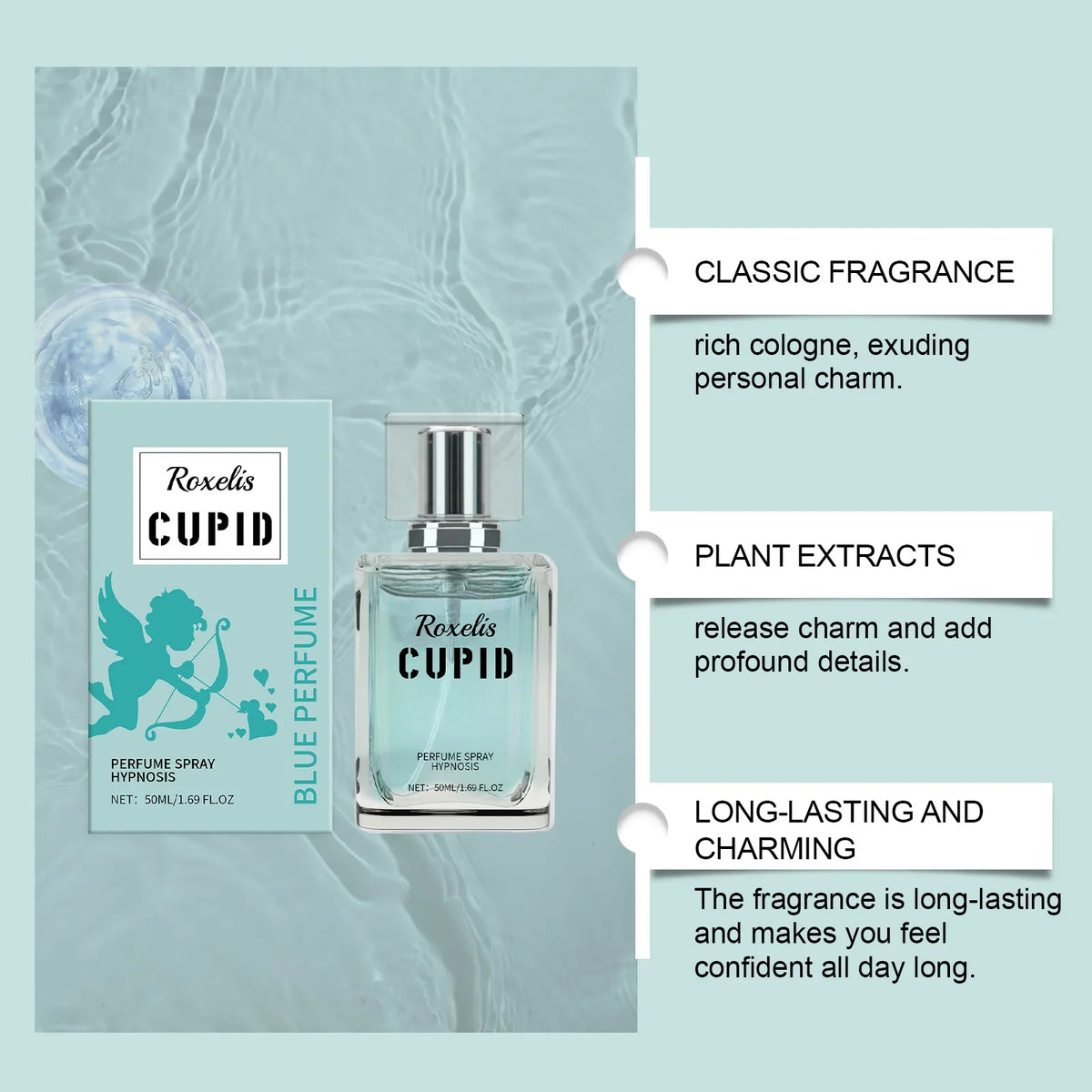 ROXELIS Cupid Blue Fresh Fruits Fragrance Enhance Men Charm Long Lasting Portable Citrus Scent For Daily Party Dating Gift