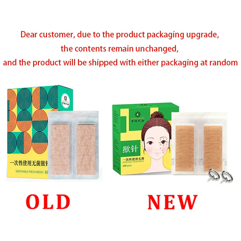 100Pcs/box Disposable Acupuncture Press Needles for Ears Skin Massage Relaxation Stickers New Packaging