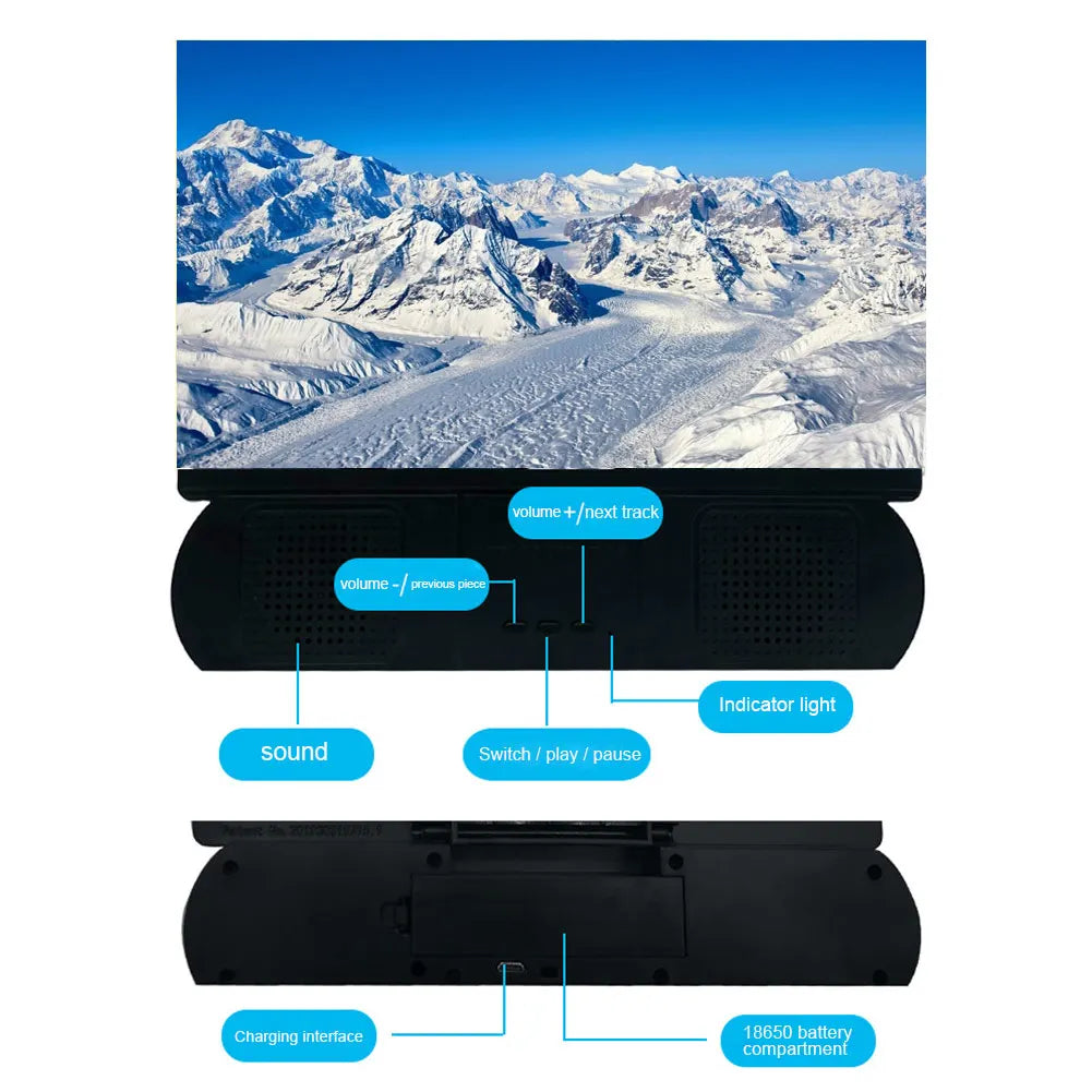 10Inch 3D Screen Magnifier with Bluetooth Speaker Movies Amplifier for IOS Android Phones Tools Accessories 215x186x28mm