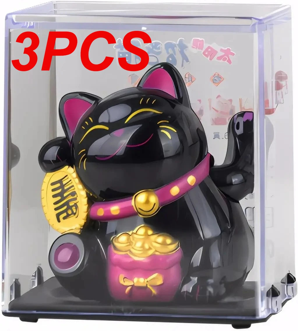 White Solar Maneki Neko | Waving Lucky Cat Figurine | Miniature Home Decor | Solar-Powered, Energy-Saving | Perfect Gift