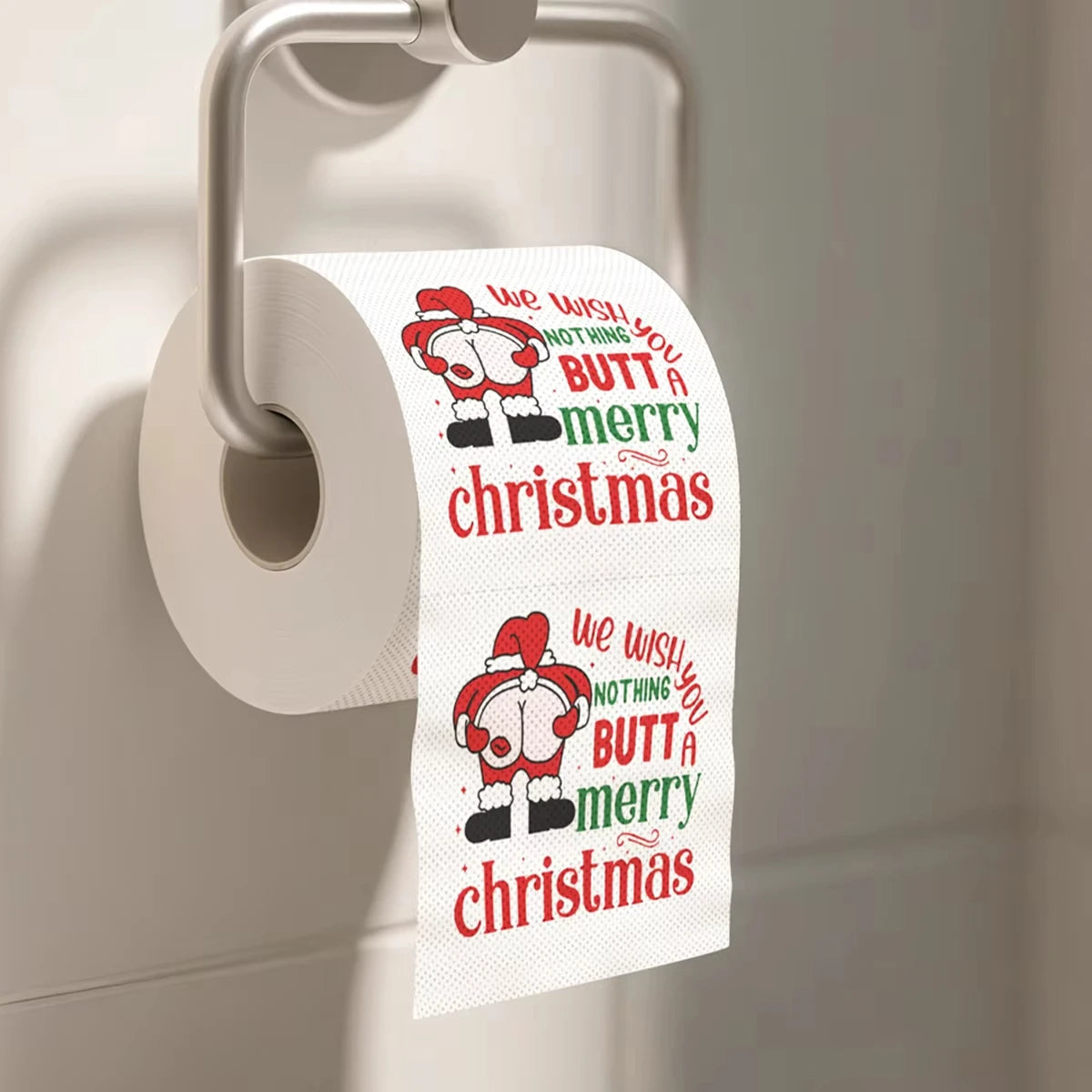 Christmas Toilet Roll Paper, Happy 2026 New Year Supplies, Xmas Tissue Roll Napkin Kitchen Tool, Home Decoration for Holidays