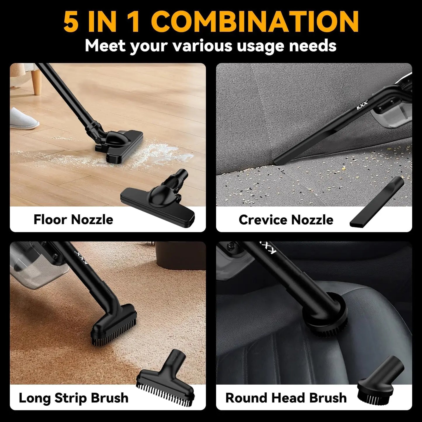 5 In1 Handheld Electric Vacuum Cleaner with 400W Powerful Motor Portable Hand Vacuum for Floor Carpet Car Compatible with Dewalt