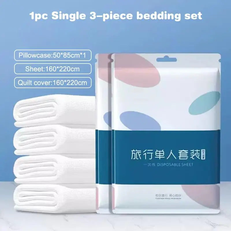 Disposable bed with four pieces, hotel thick travel disposable bed sheets, duvet covers, pillowcases, dirt resistant bedding