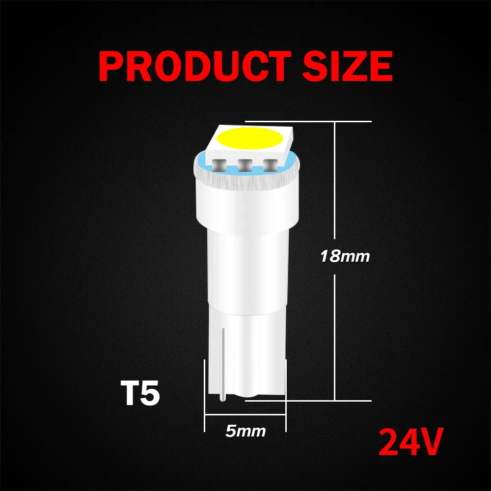 KEIN 10PCS 12V 24V T3 T4.2 T4.7 T5 B8.5D B8.4 B8.4D B8.3 B8.5 T4 509T bX8.4d W3W Led Bulb Instrument Dashboard Car Truck Light