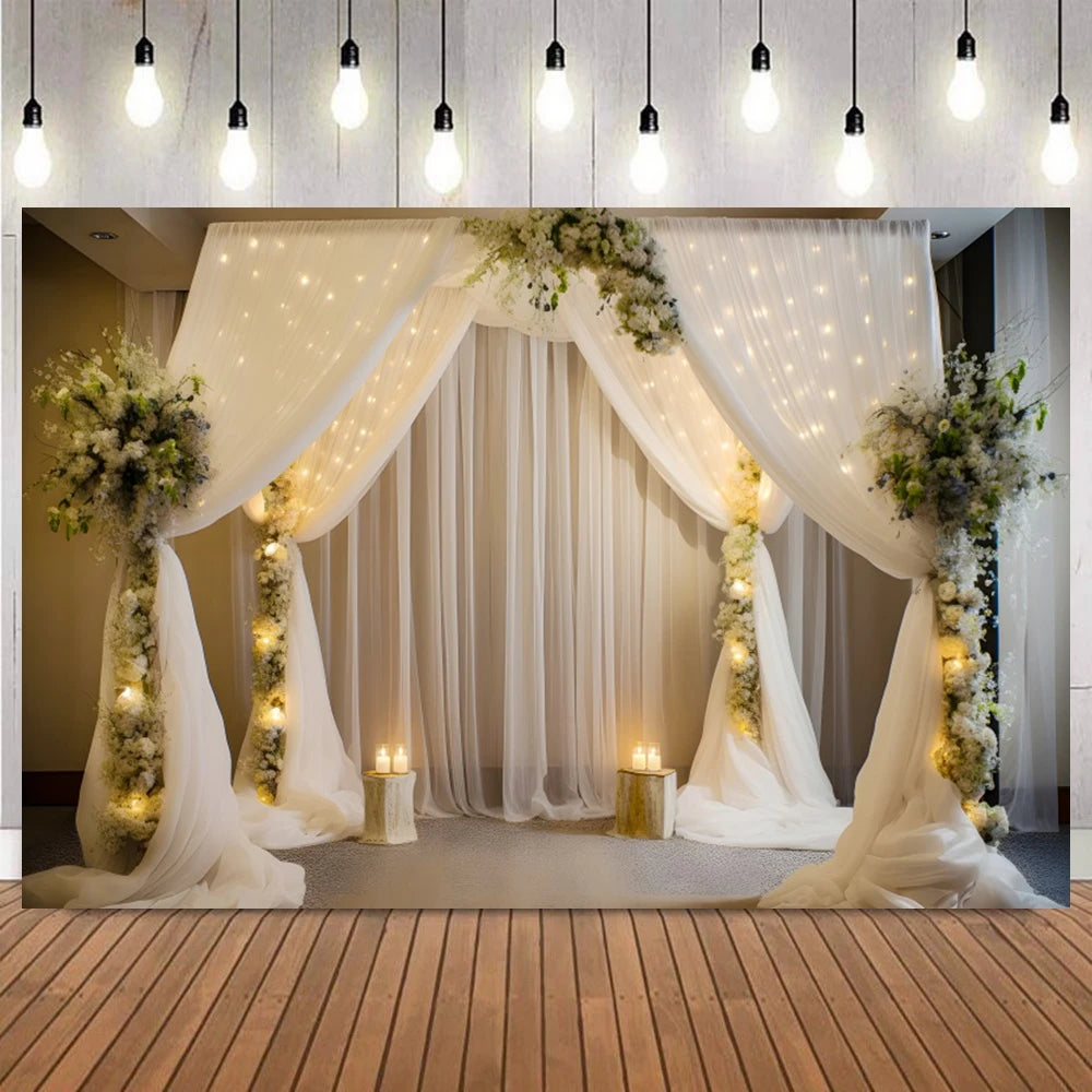 Wedding Ceremony Backdrops Flower Wall Spring Summer Bridal Shower Mr & Mrs Photography Background Photo Studio Props