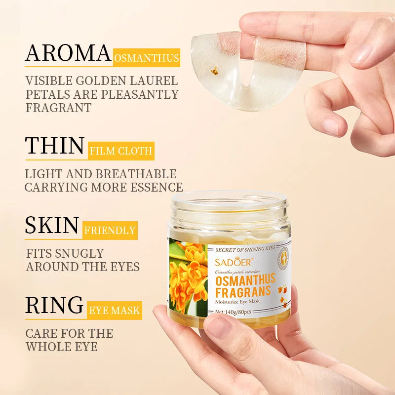 80 Pieces of Osmanthus Eye Patches, Containing Osmanthus Extract, Hydrate and Moisturize the Eyes, Nourish the Skin Around the Eyes, and Enhance the Appearance of the Skin Around the Eyes Suitable for Daily Eye Care, a Gift f