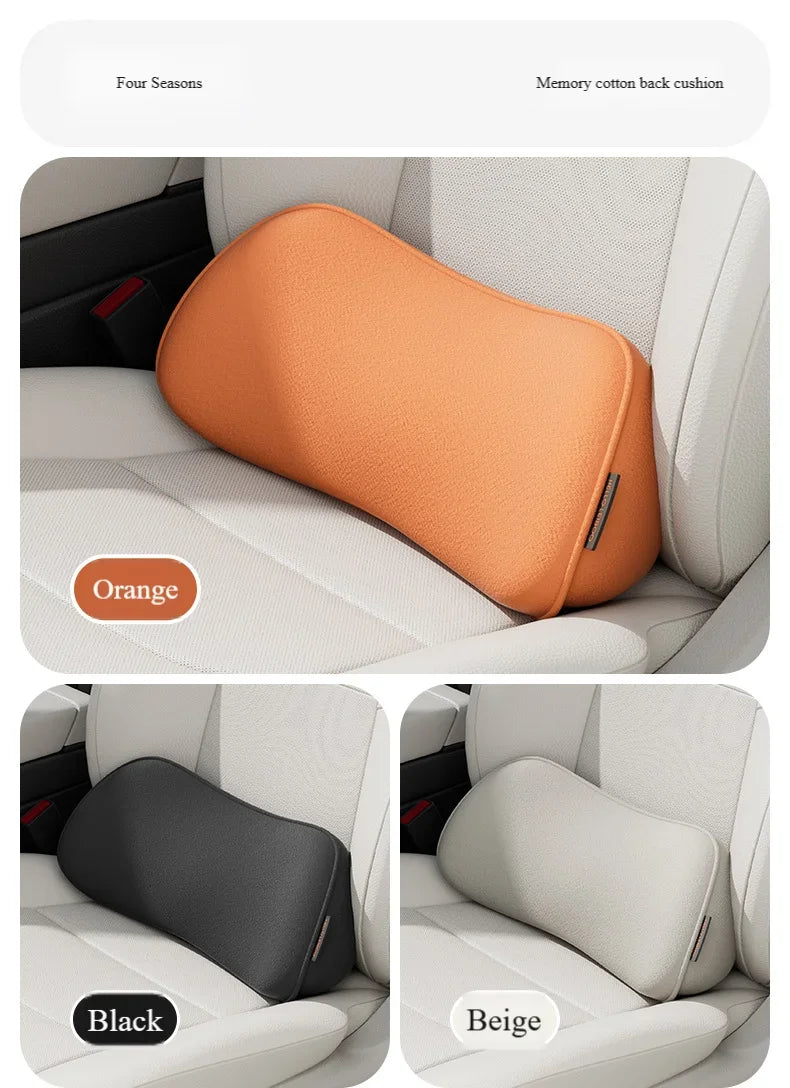 Car Seat Pillow Memory Foam Lumbar Support Breathable Back Protector Suitable for Office Chairs and Car Interior Accessories