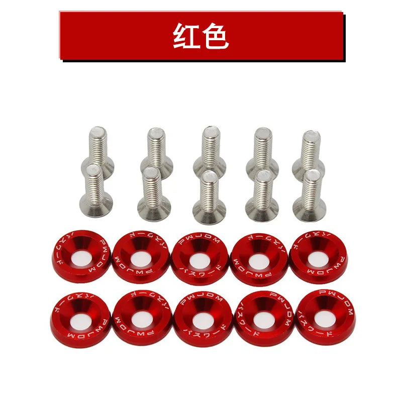 10PCS M6 JDM Car Modified Hex Fasteners Fender Washer Bumper Engine Concave Screws Fender Washer License Plate Bolts Car styling