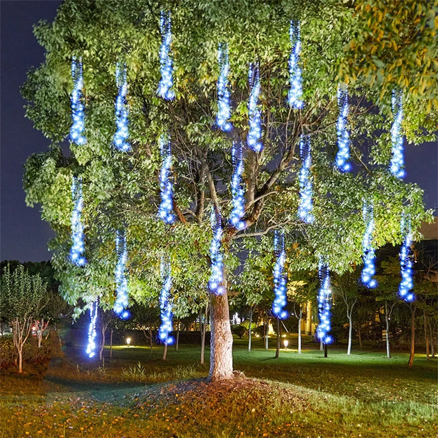 Creative 3 IN1 360LED Christmas Garland Meteor Shower String Light Outdoor Waterproof Icicle Fairy Lights for Holiday Tree Decor