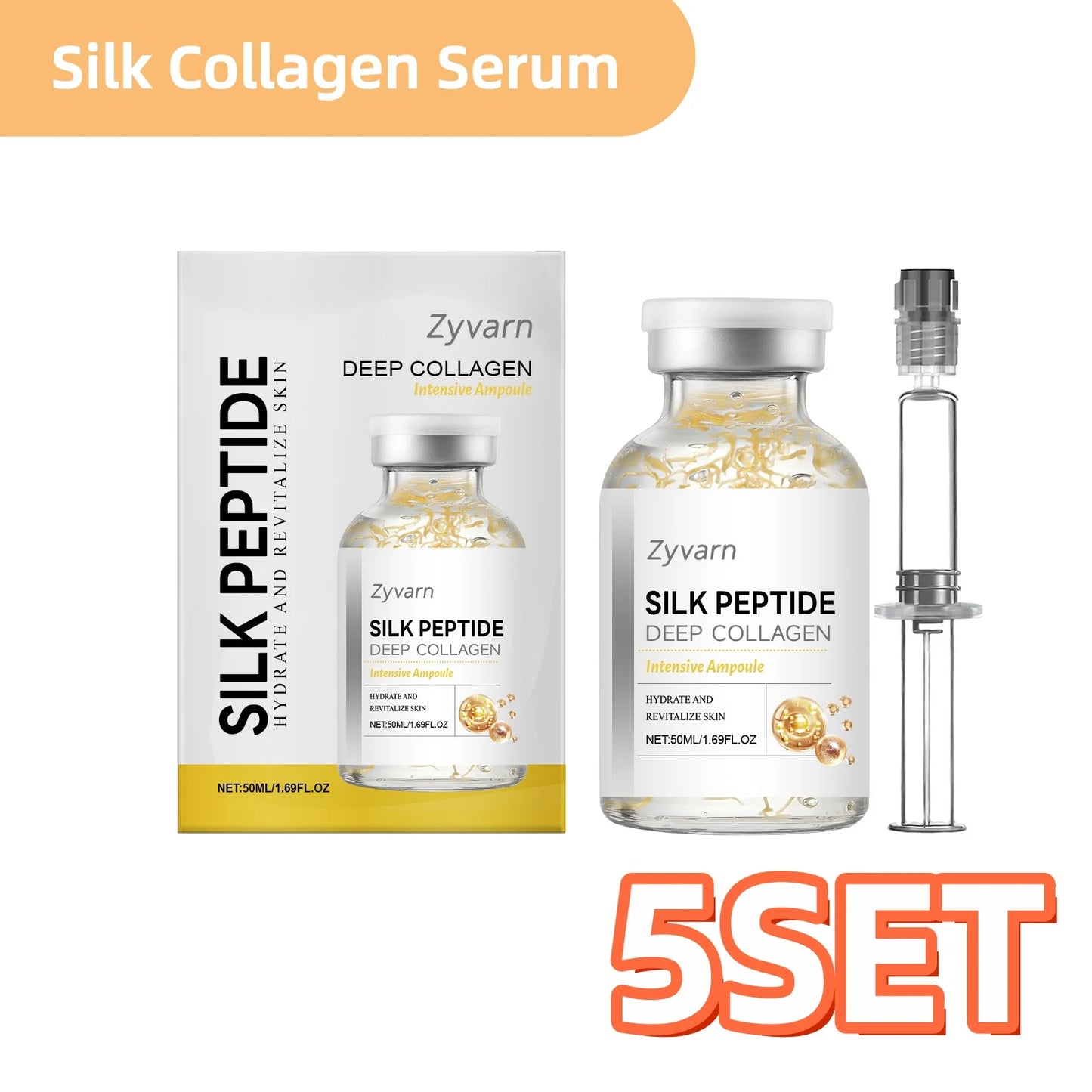 Silk Collagen Serum Ampoule with Copper Peptides For Facial Care Smooth Fine Lines Deep Hydrate Firm Loose Skin Korean Skin Care