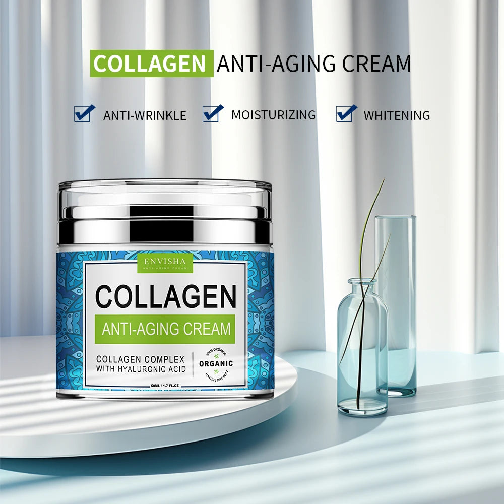 Face Cream Collagen Hyaluronic Acid Skin Tightening Care  Moisturizing Smooth Fade Fine Lines Improve Dullness Brightening