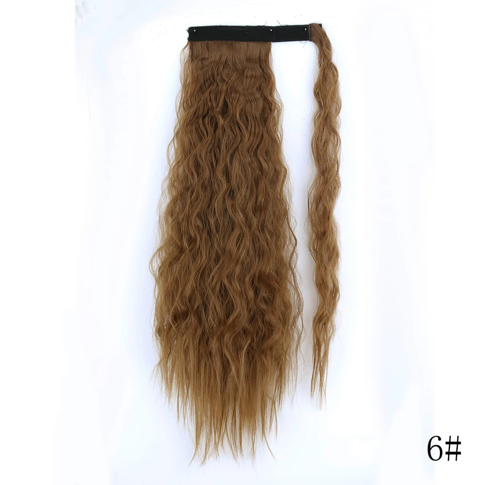 LISI GIRL Synthetic Hair 22''34'' Long Straight Ponytail Wrap Around Ponytail Clip in Hair Extensions Black Hairpiece Headwear