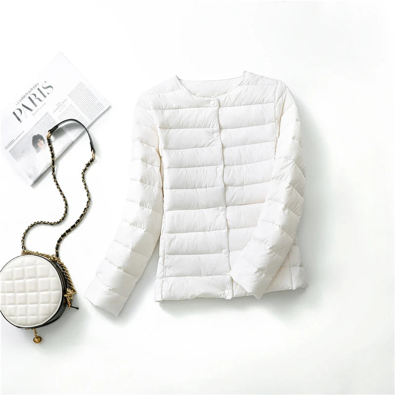 2023 New Arrivals Autumn Winter Warm Women White Duck Down Slim Jackets Female Fashion Ultra Lightweight Packable Puffer Coats