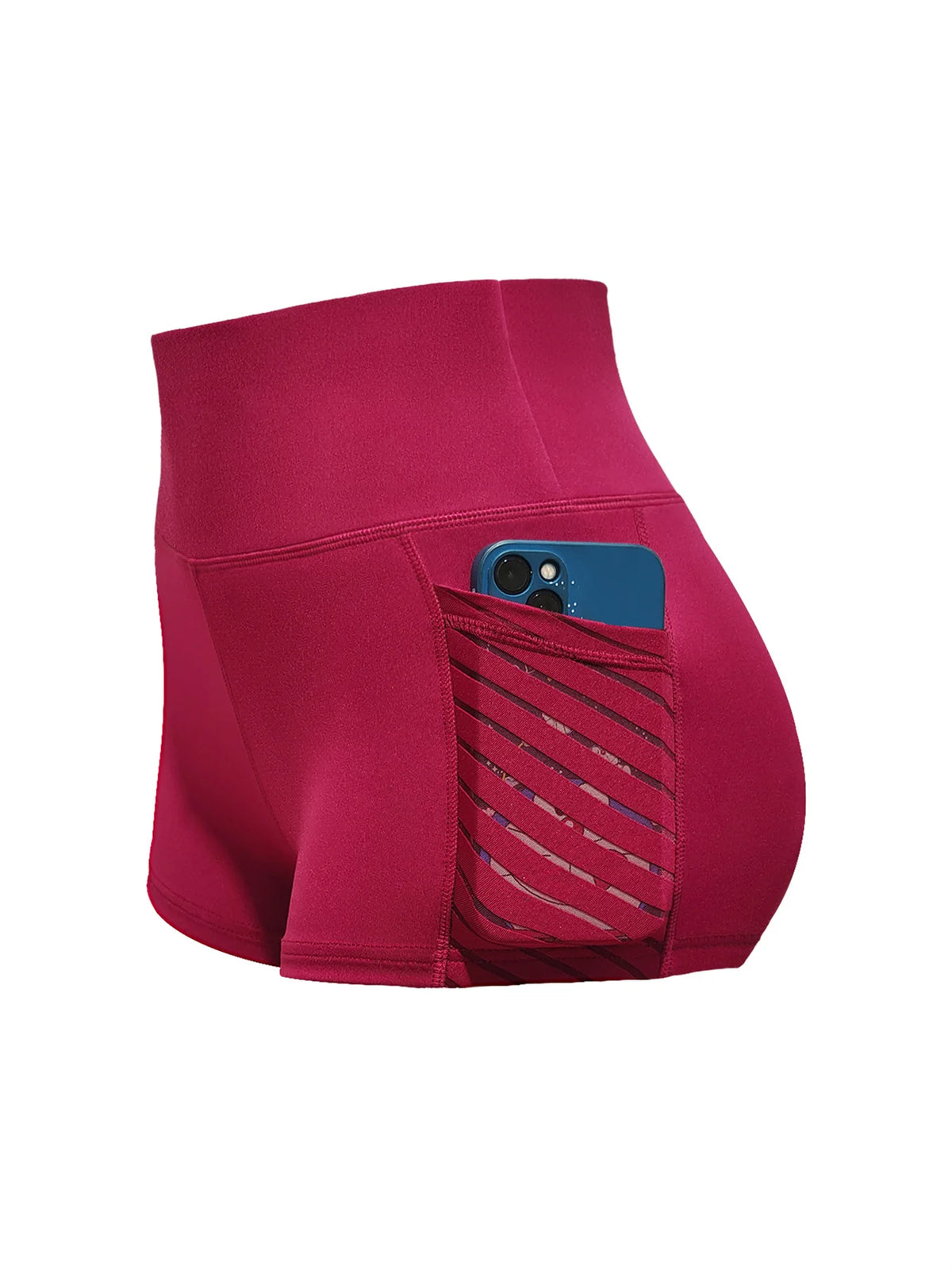 Women's High Waist Elastic Yoga Shorts With Side Pocket Hip Lifting Running Fitness Sports Shorts Gym Activewear