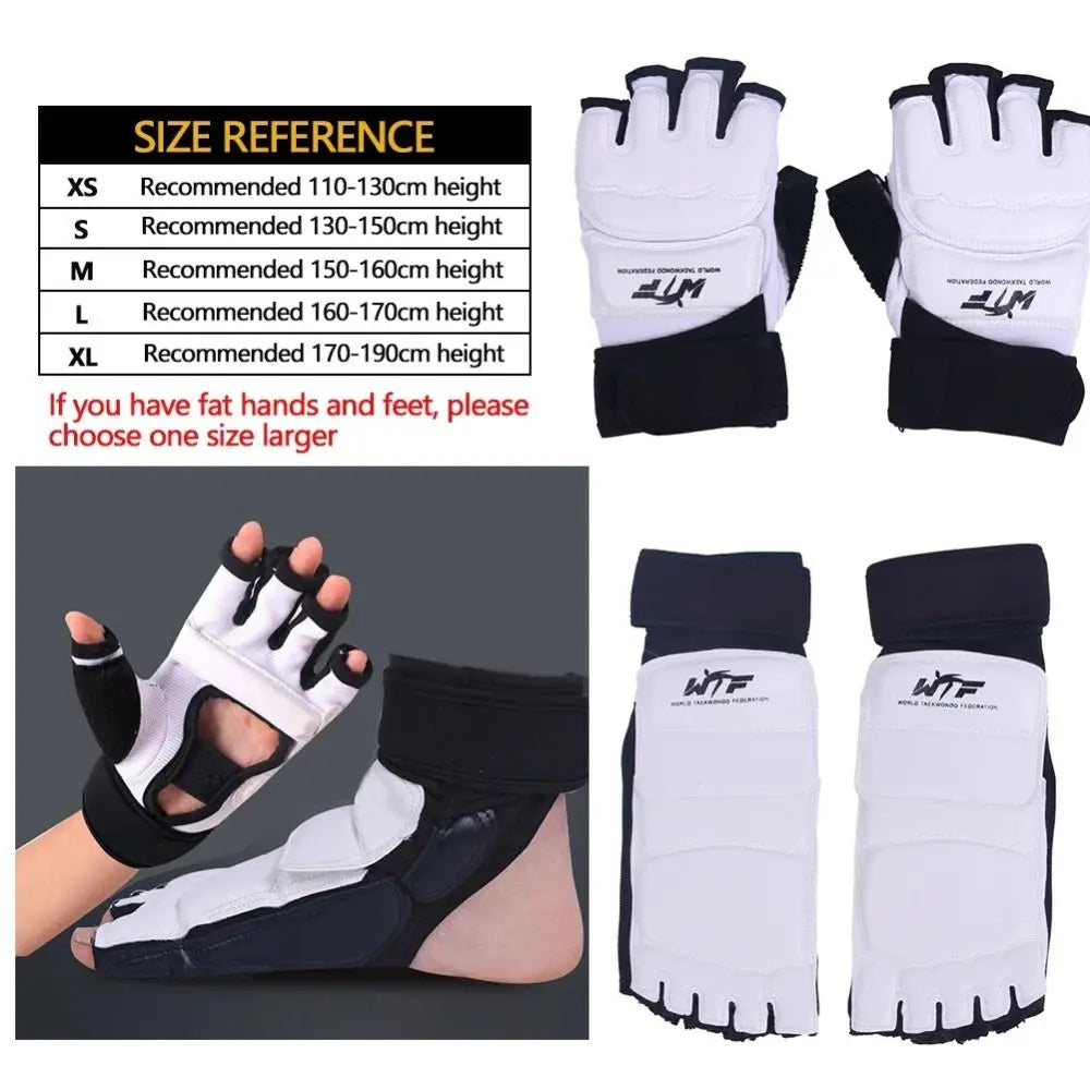 Half Finger Boxing Gloves PU Leather Karate Muay Thai Training Workout Gloves Foot Protector Punch Bag Training Gloves
