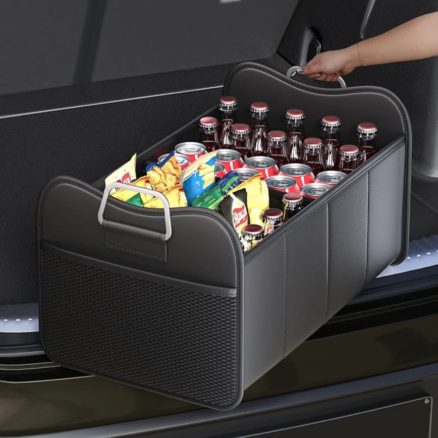 Foldable PU Car Trunk Storage Box Multifunctional Vehicle Organizer Box Portable Car Rear Trunk Sundries Storage Container