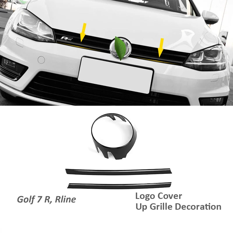 2/3pcs for Golf 7 7.5 Rline Car Grille Decorative for VW Bright Black Logo Cover Up Grille Strips Car Stickers Auto Accessories