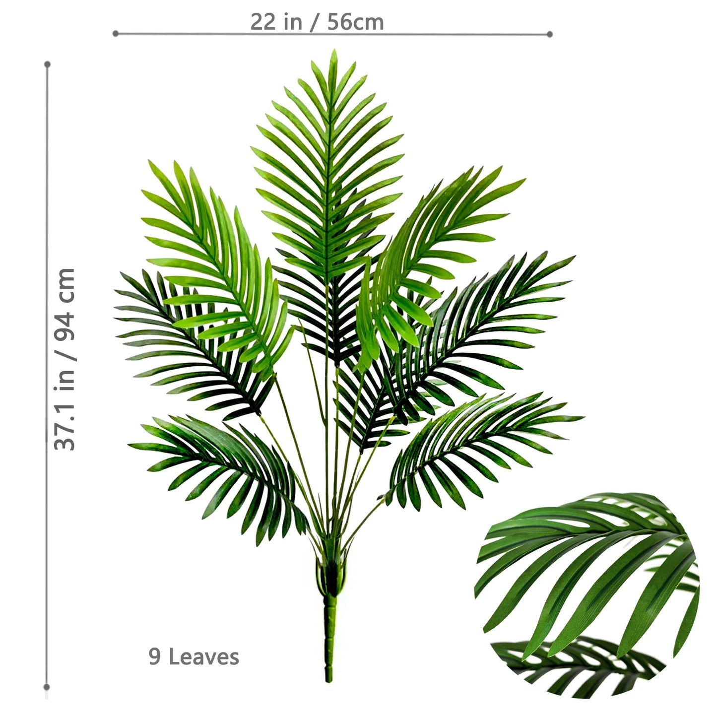 52-145cm  Artificial Palm Tree Tropical Fake Plant Green Plastic Palm Leaf Branches Suitable for Home Garden Decoration