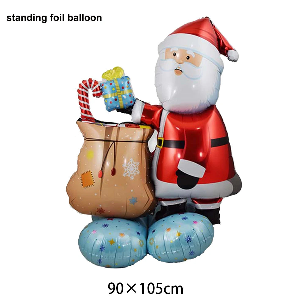 Standing Christmas Santa Claus Foil Balloon Christmas Tree Street Light Balloons Christmas Home Indoor Party Decorations New Yea