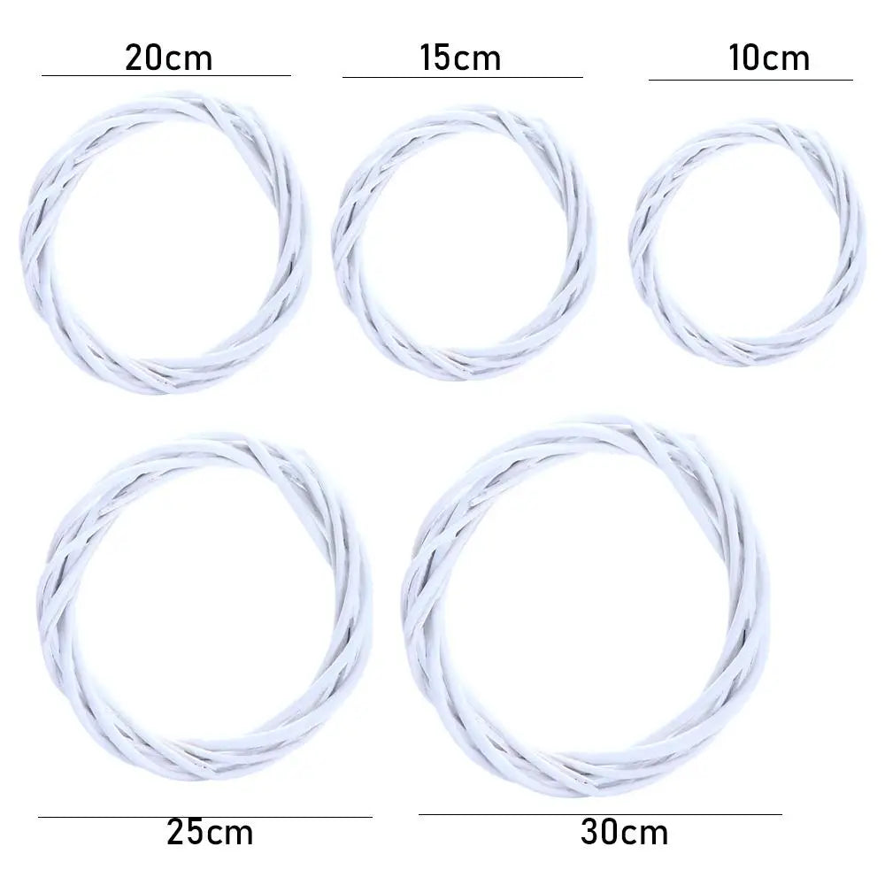 Xmas DIY Craft Ornament Vine Hanging Blank White Garland Rattan Ring Wicker Wreath Christmas Decoration