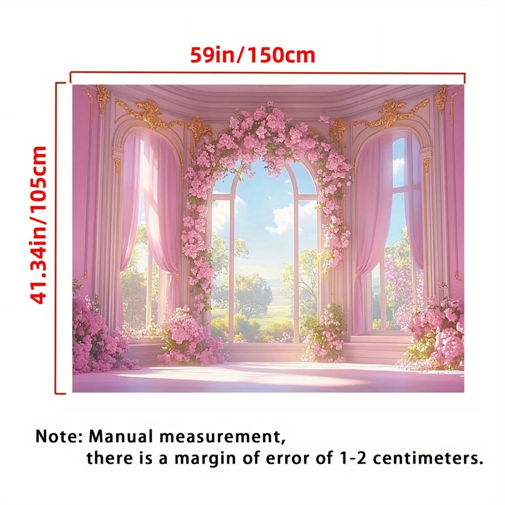 Spring Rose Polyester Fabric Background Wall - Elegant Flower Wedding Party Decoration