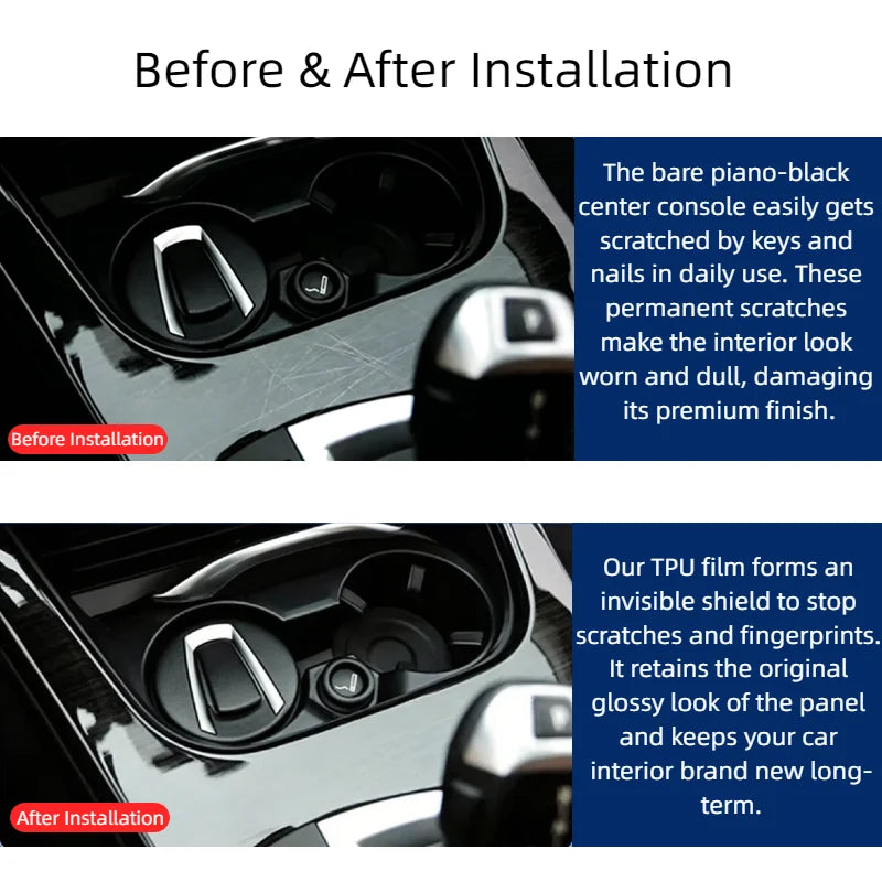 For Ford Mondeo 2022-2023 Car TPU Transparent Gear Panel GPS Center Console Protection Film Anti-Scratch Interior Accessories