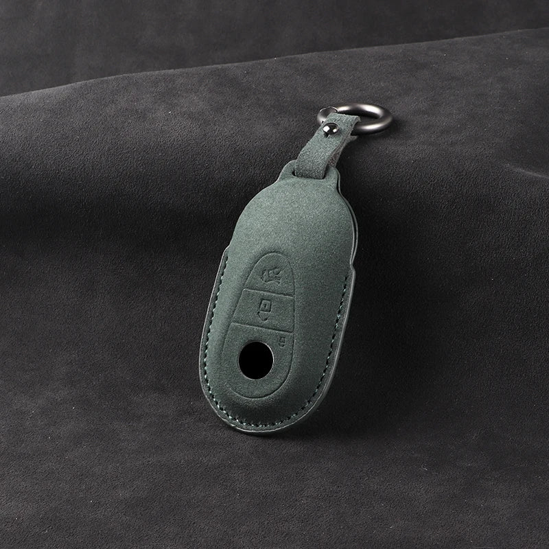 leather Suede Car Key Case Cover Shell For Mercedes Benz A B C E S G Class W204 W205 W212 W213 W176 W177 GLC CLA AMG Accessories