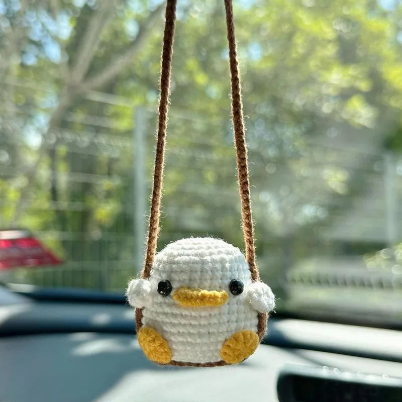 1 PC New Handmade Knitted Charms Cute Frog, Penguin,Duck,Chick ,Rabbit Animal Car Charms Car Decoration Cute Car Accessories