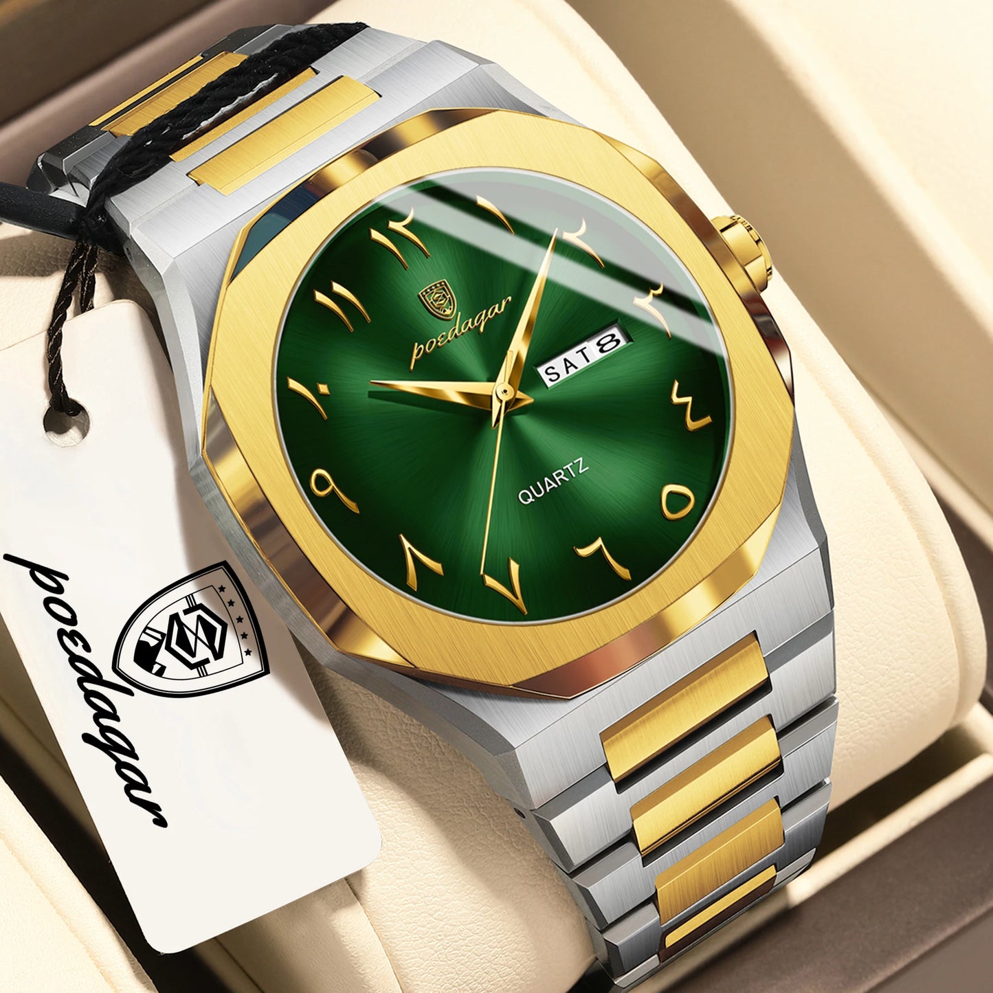 POEDAGAR Fashion Luxury Men's Quartz Watch Waterproof Stainless Steel Male Watch Week Date Business Watches For Men Reloj Hombre