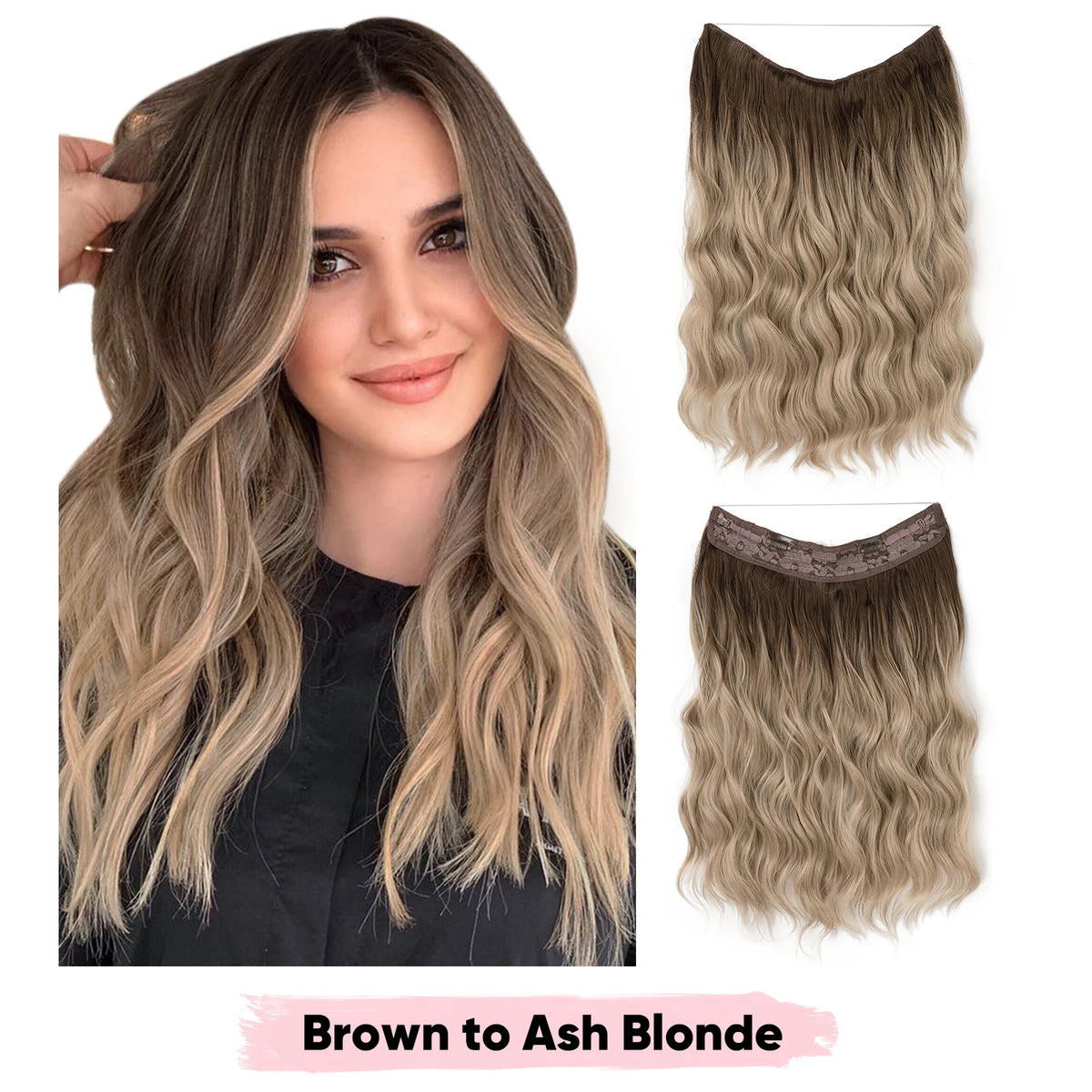 SARLA Synthetic Wave Invisible Wire Clip in Hair Extensions Fish Line With Clips Hairpiece Ombre Fake Hair Piece For Woman