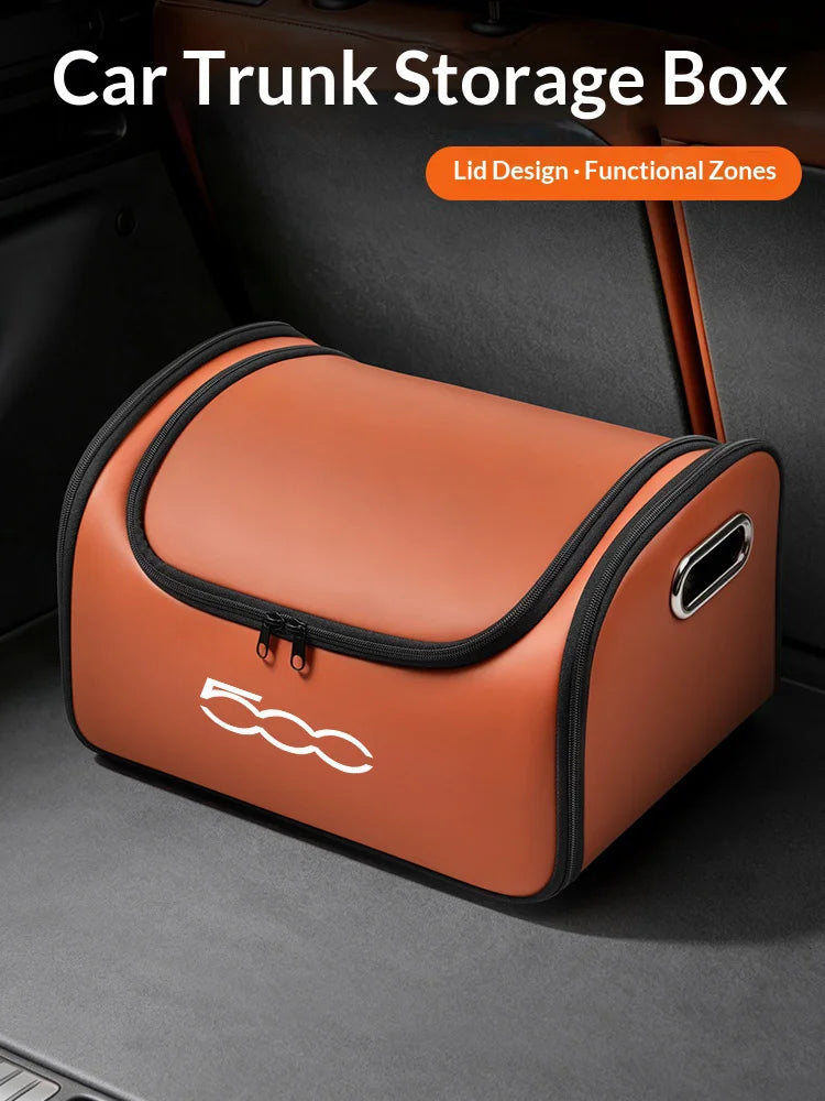 For Fiat 500 Car Trunk Organizer Storage Box Seat Multifunctional Storage Bag with Built-in Pocket Auto Interior Accessories