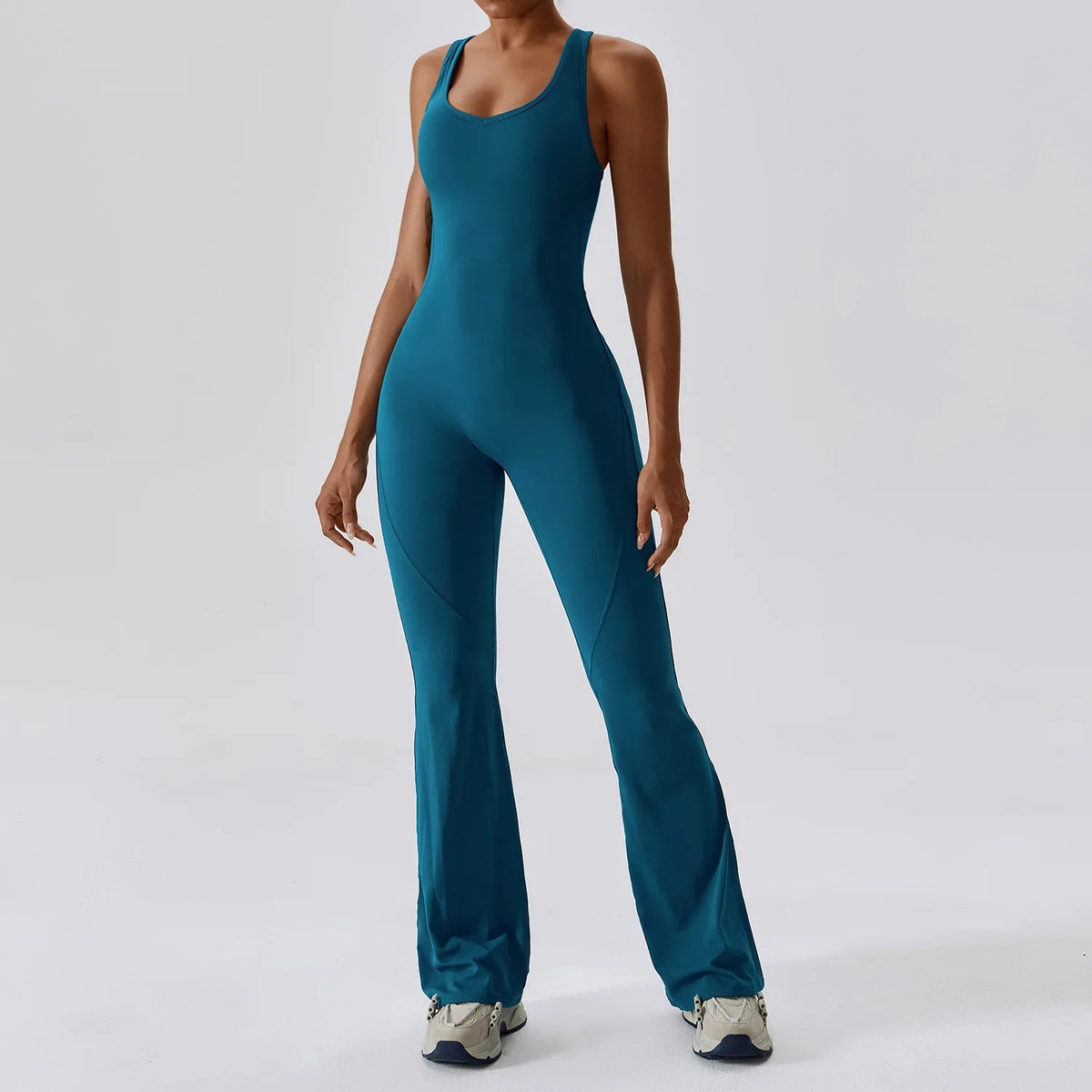 Women Sports Jumpsuits Flare Leggings Pad One-Piece Sports Bodysuit Dancing Yoga Clothes Tracksuit Gym Tights Activewear
