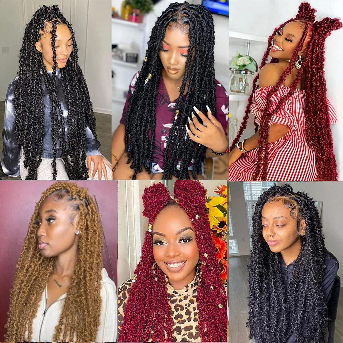 12 -36 Inch Butterfly Locs 1-8 Packs Faux Locks Crochet Hair Extensions Soft Locks Curly Braid Synthetic Hair For Women