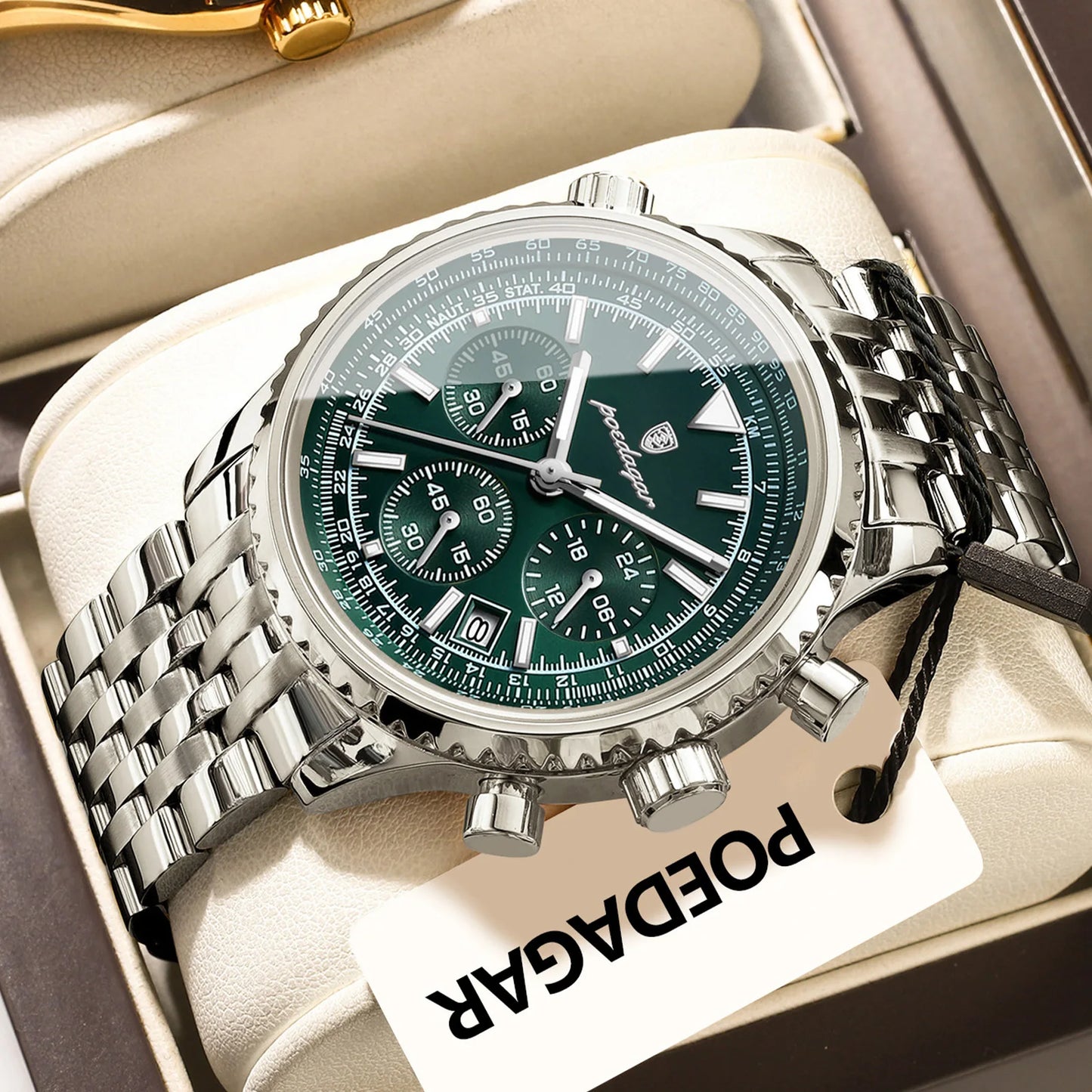 POEDAGAR Business Men's Wristwatch Waterproof Luminous Date Chronograph Luxury Man Watch Quartz Stainless Steel Watches For Men