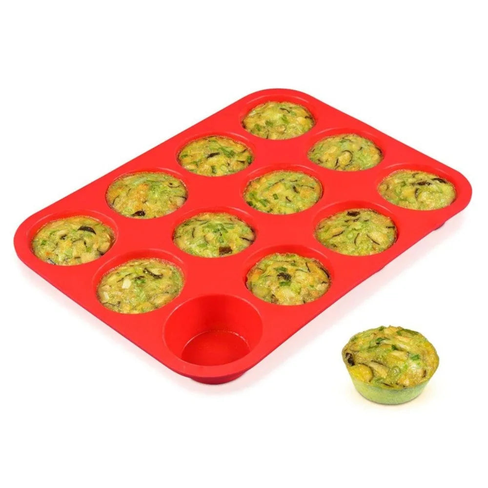 12 Holes Cupcakes Mold Non Stick Silicone Baking Mold Soap Chocolate Muffin Baking Pan DIY Baking Tools