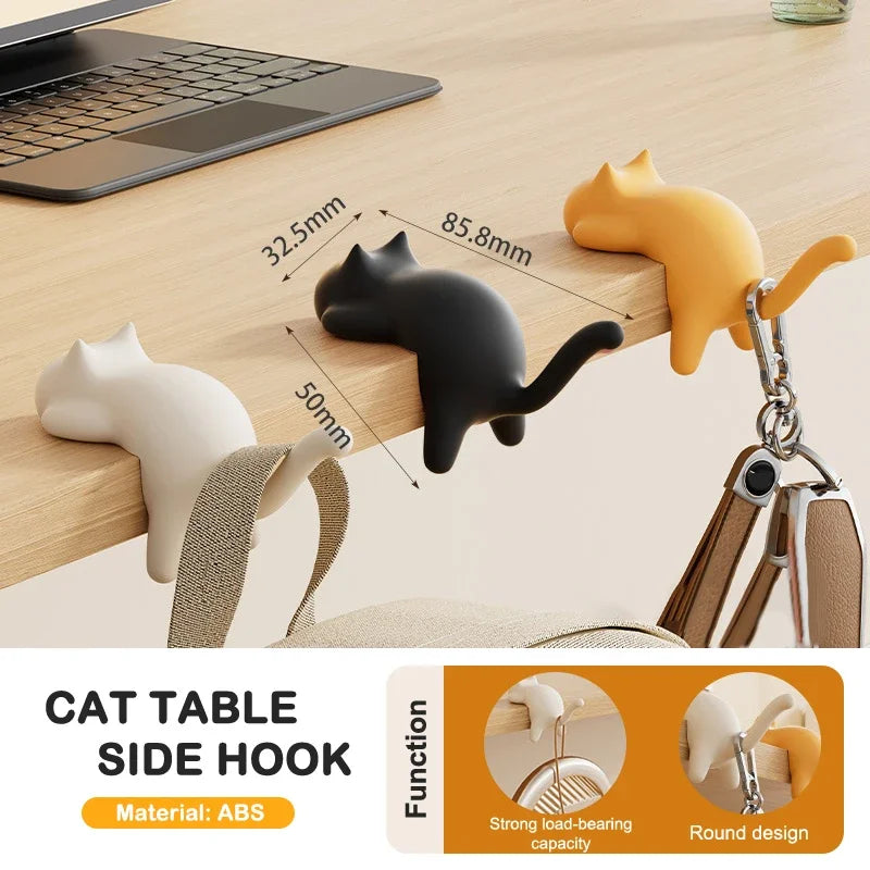 Cute Cat Bag Hook Portable Table Hook Handbag Backpack Organizer Holder for Home Office Desk Side Decor Travel Bag Hanger