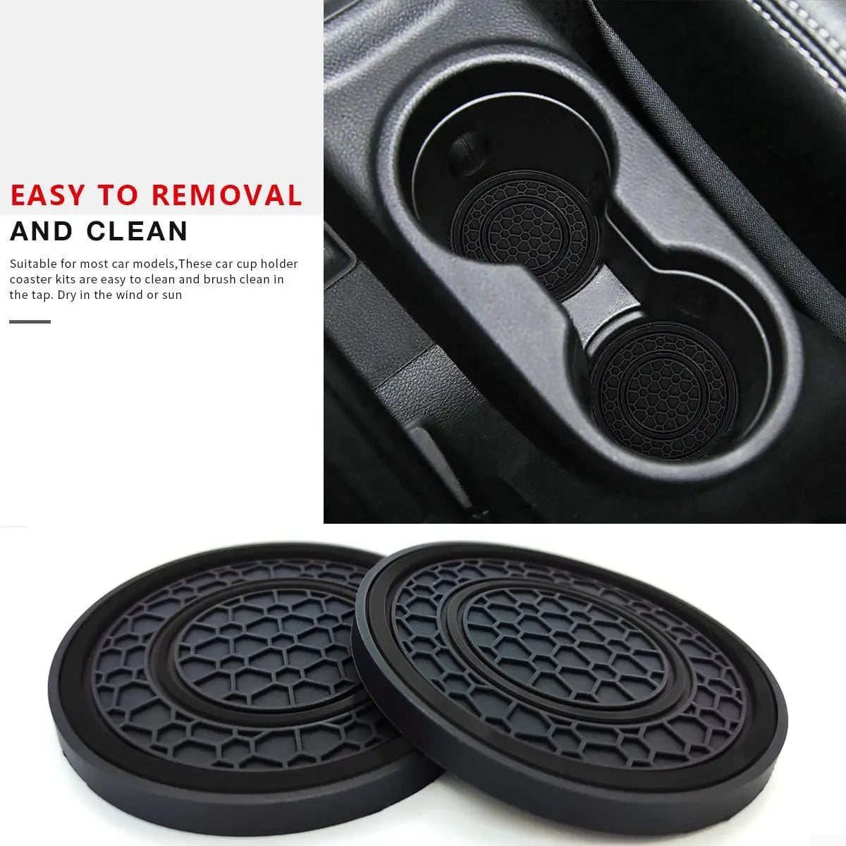 2pcs Non-slip Car Water Cup Pad For Tesla And SUV Sedan Rubber Mat For Bottle Holder Coaster Auto Interior Anti-skid Cup Holders