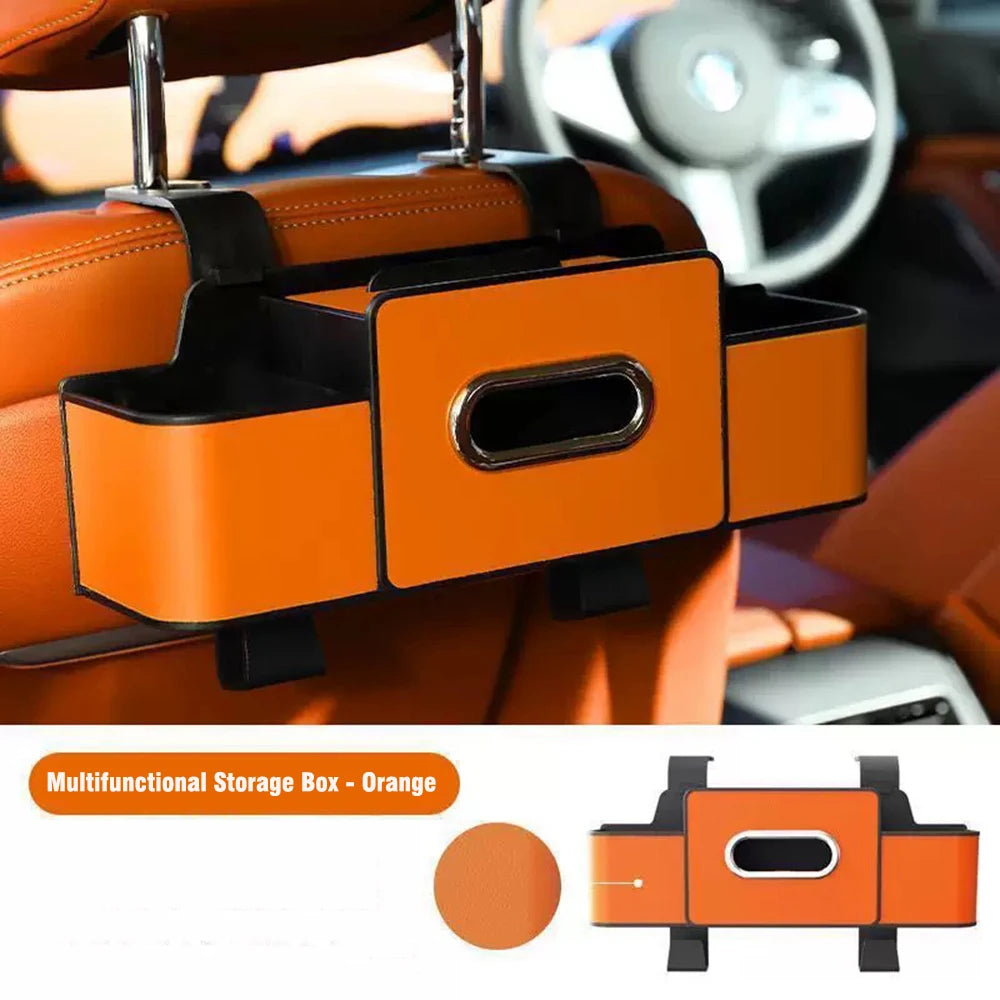 Multifunctional Car Seat Back Storage Box with Tissue Phone Stand Cup Interior Holder Organizer Holder Auto Space-saving
