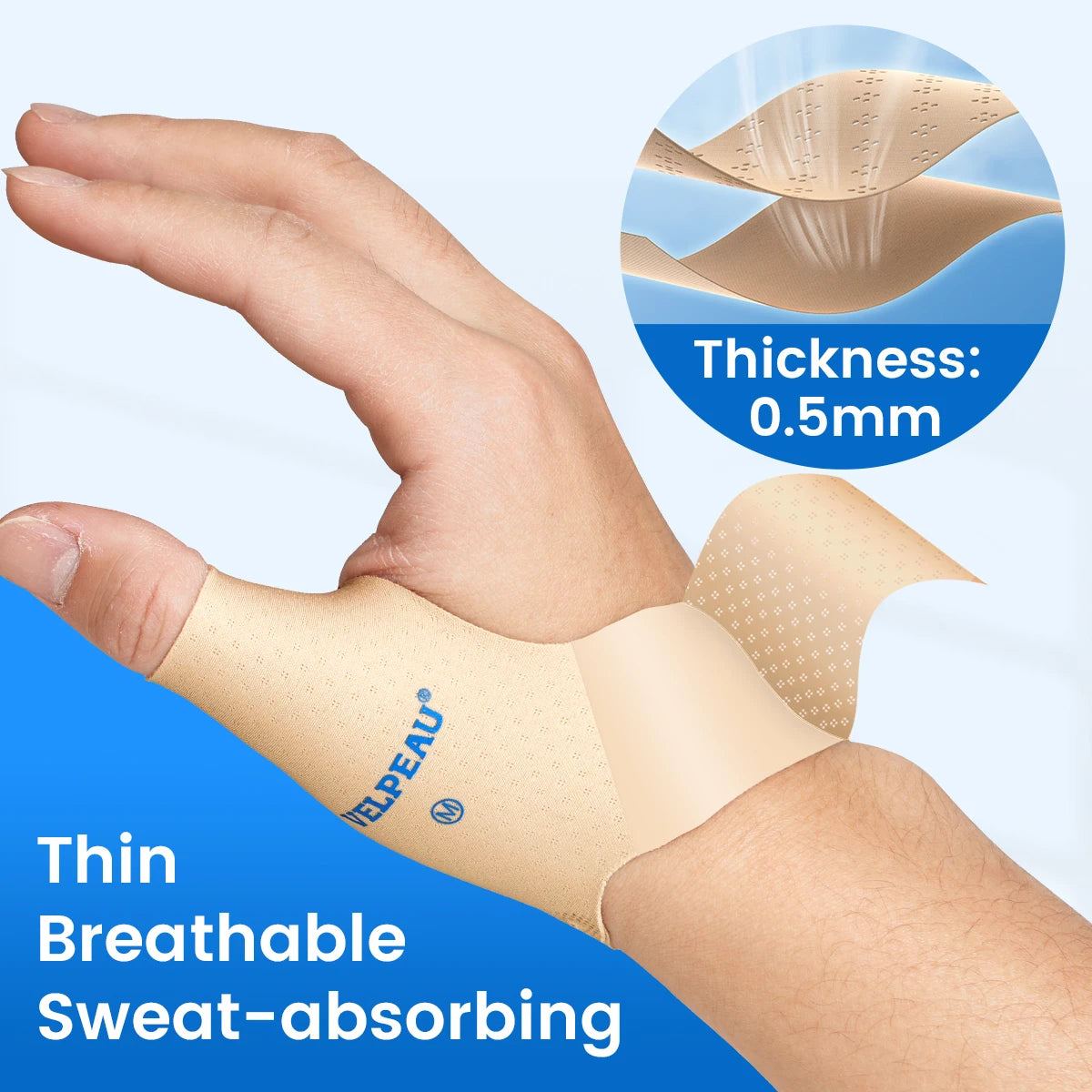 VELPEAU Elastic Thumb Support Sleeve for Mild Tenosynovitis Pain and Isolate Skin, Thumb Compression Sleeve Ambidextrous Design