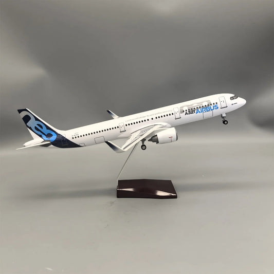 1/100 Scale Plane Model A321 neo Prototype 44CM Resin Toy plane  With LED Light (Touch or Sound Control) for Collections Decor