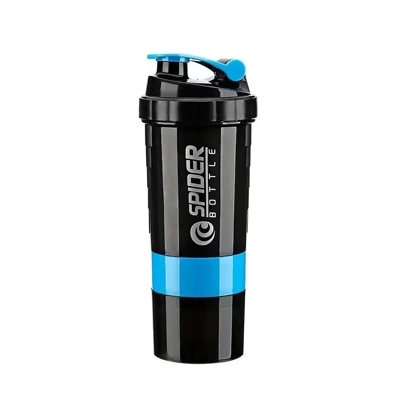 1pc Portable Protein Shaker Cup with Powder Storage Container 500ml Mixer Cup Gym Sport Water Bottles with Wire Whisk Ball