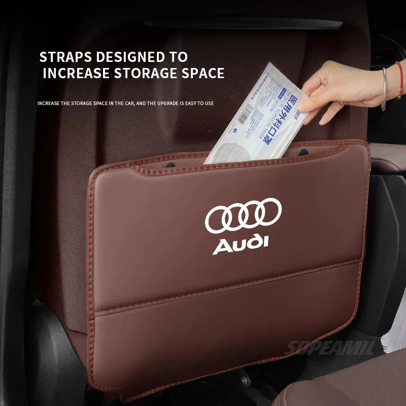 For Audi A3 A4 A5 A6 A7 A8 RS3 RS4 RS5 RS6 S3 S4 S5 Q3 Q5 Q7 Q8 Car Seat Back Storage Bag Rear Backrest Protection Anti-kick Pad